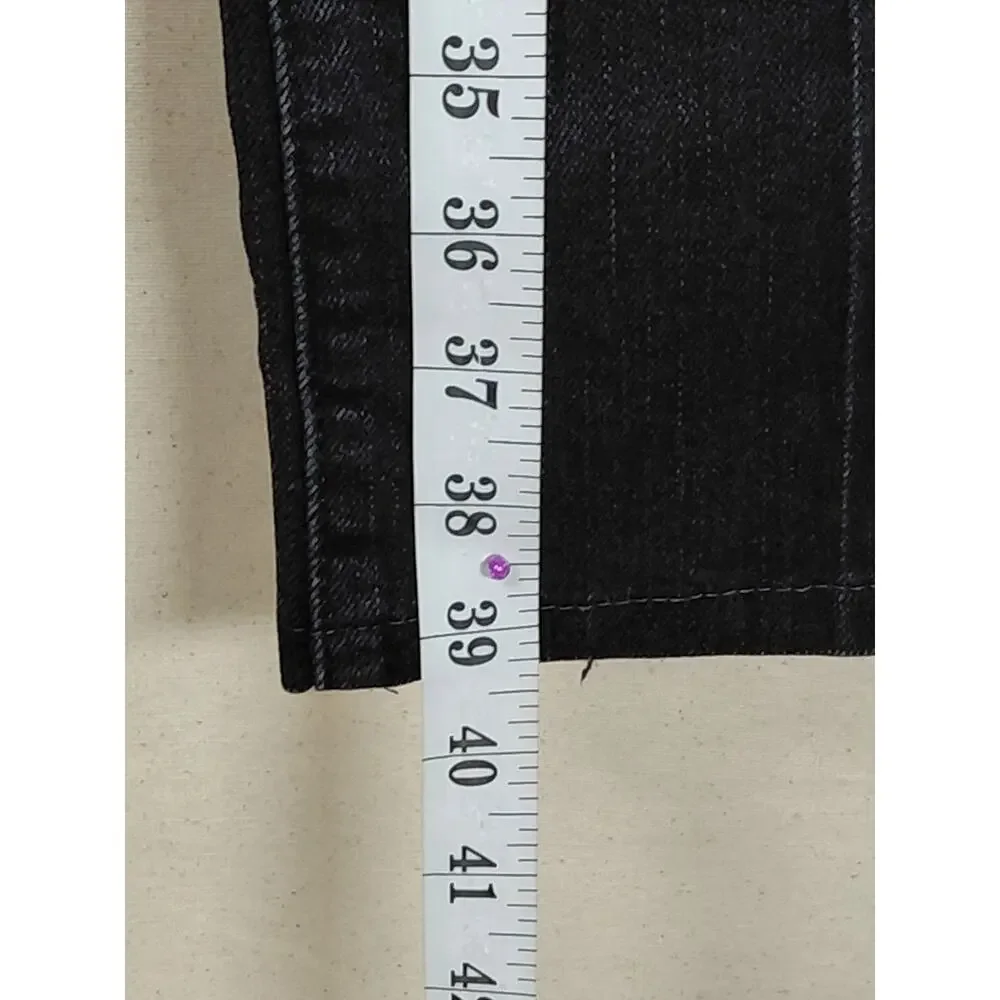 Levi's 505 Straight Leg Black Denim Jeans Pockets Women See Measurements